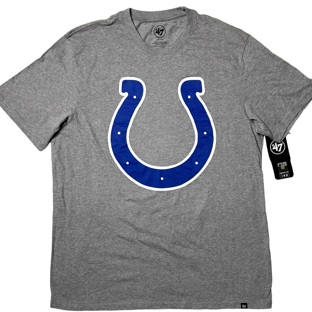 NWT 47 Brand Indianapolis Colts NFL Logo Graphic T-Shirt Grey Men’s XL *FLAW